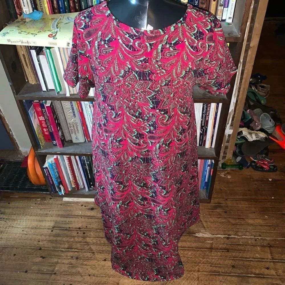 Lularoe red & black paisley M high low comfortable swing dress